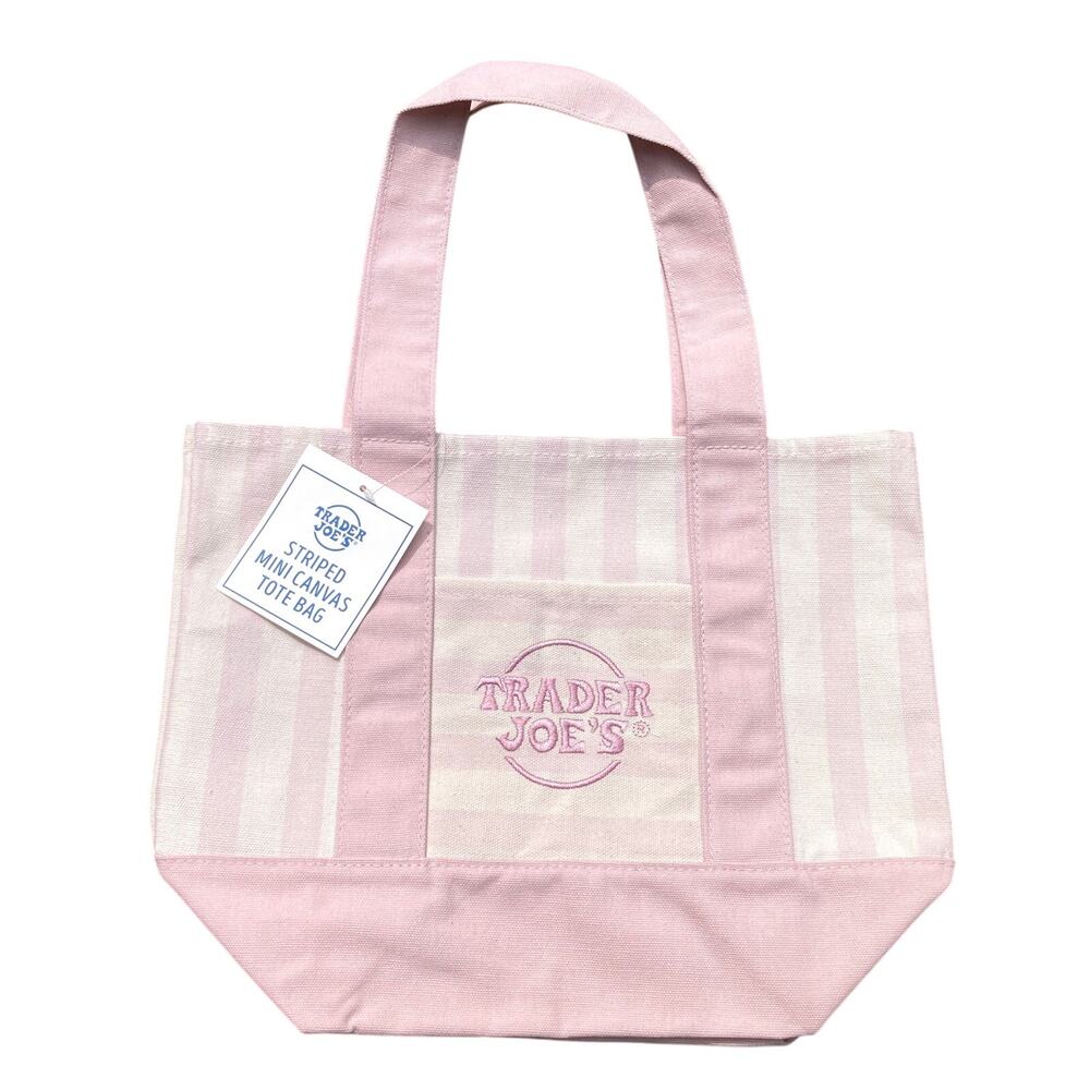 Trader Joe's Mini Canvas Tote Pink Stripe Summer 2026 NWT